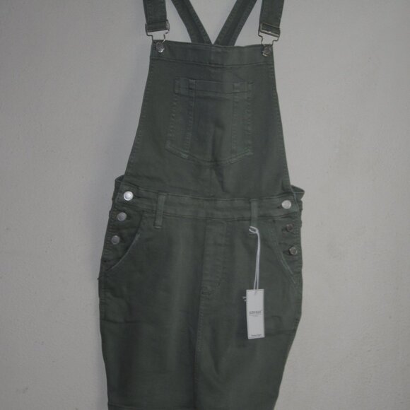 Judy Blue Weekend Ready Army Green Distressed Overall Skirt with Silver … - Picture 2 of 11